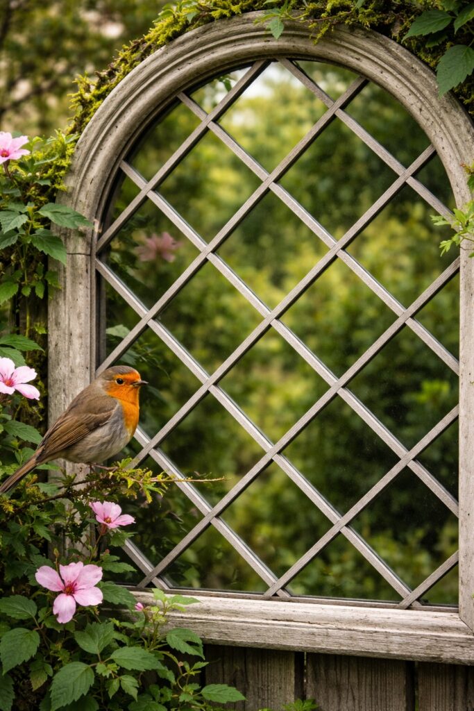 bird-safe-garden-mirror-lattice-robin