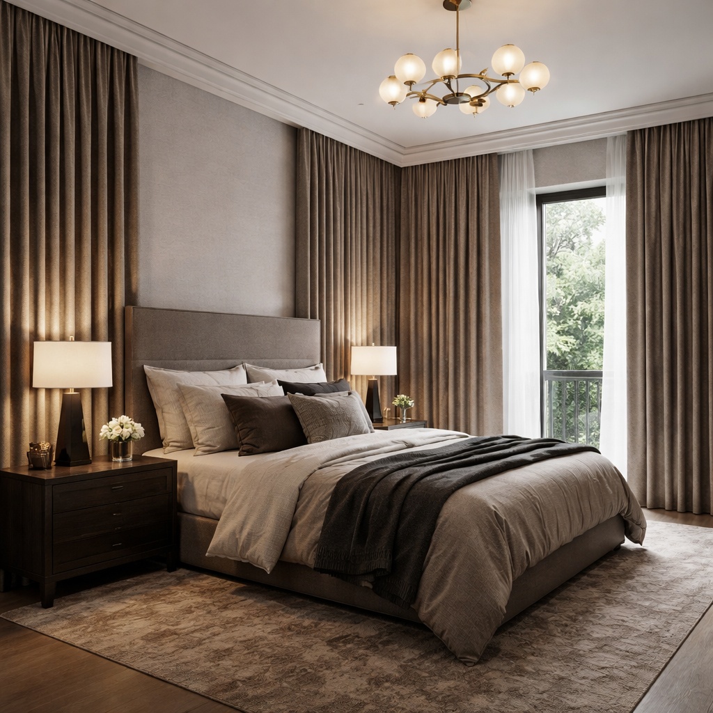 stylish-bedroom-heavy-lined-curtains-sound-absorption